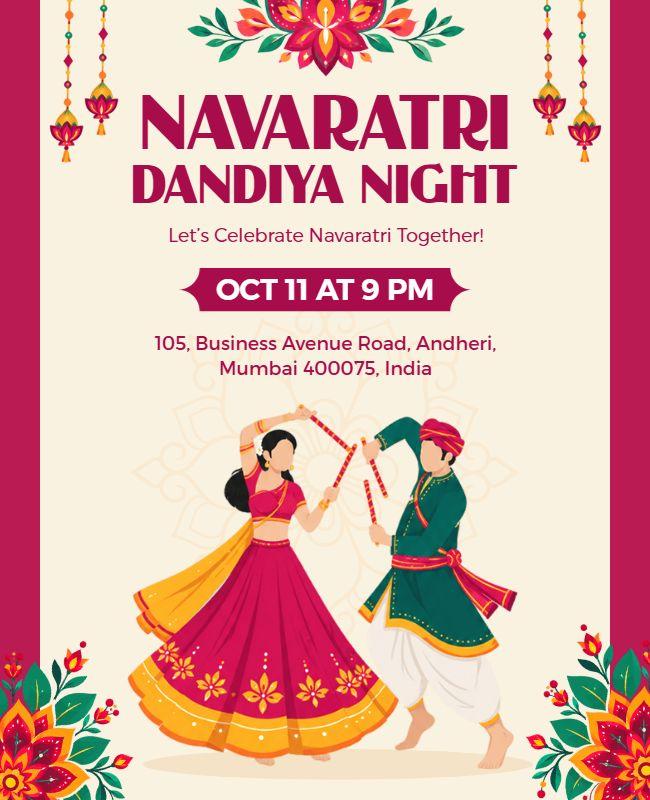Colorful Dandiya Night Event Invitation Poster Template