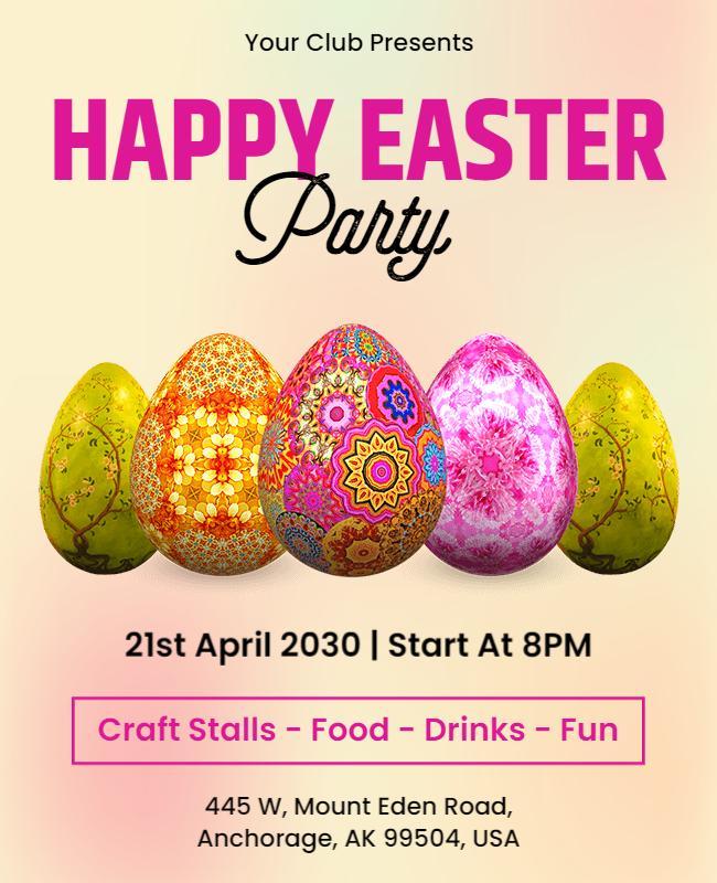 Colorful Decorative Easter Egg Celebration Party Poster Template