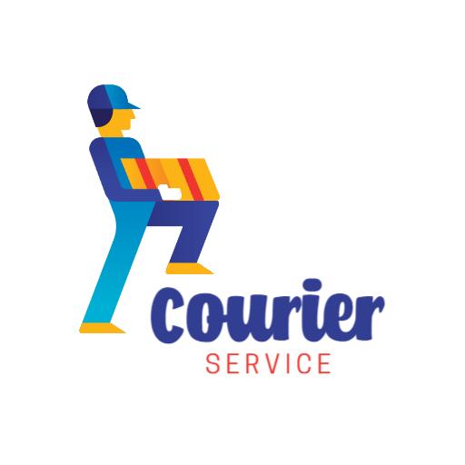 Colorful Delivery Person Carrying Packages Logo Template