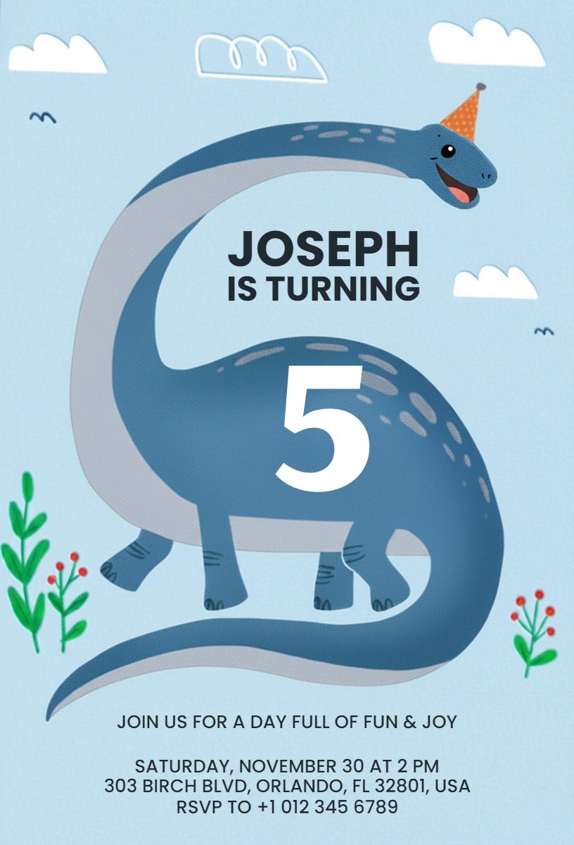Colorful Dinosaur Adventure Birthday Celebration Invitation Template