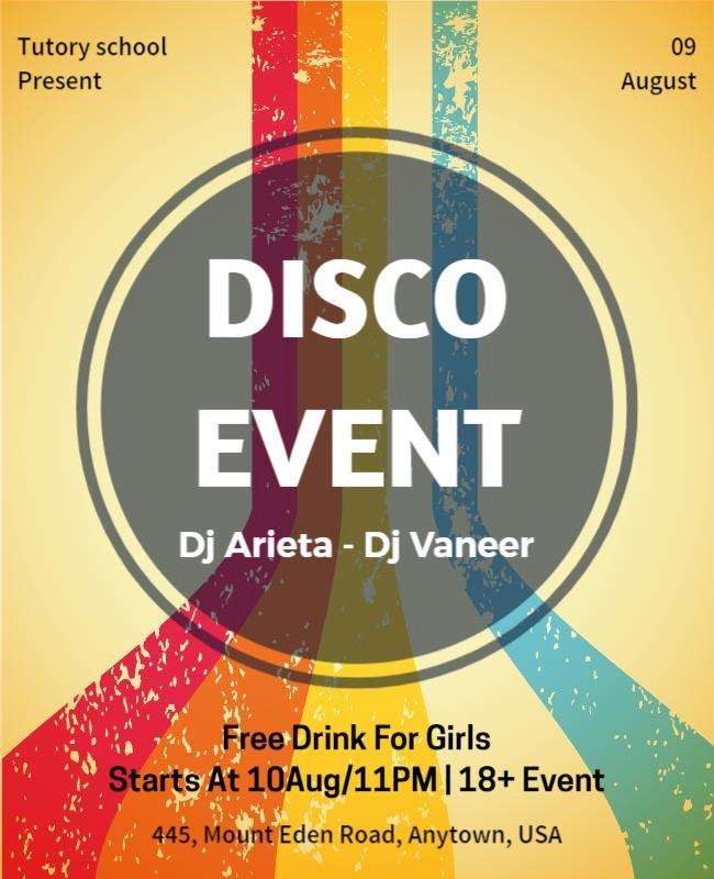 Colorful Disco Night Event Flyer Template