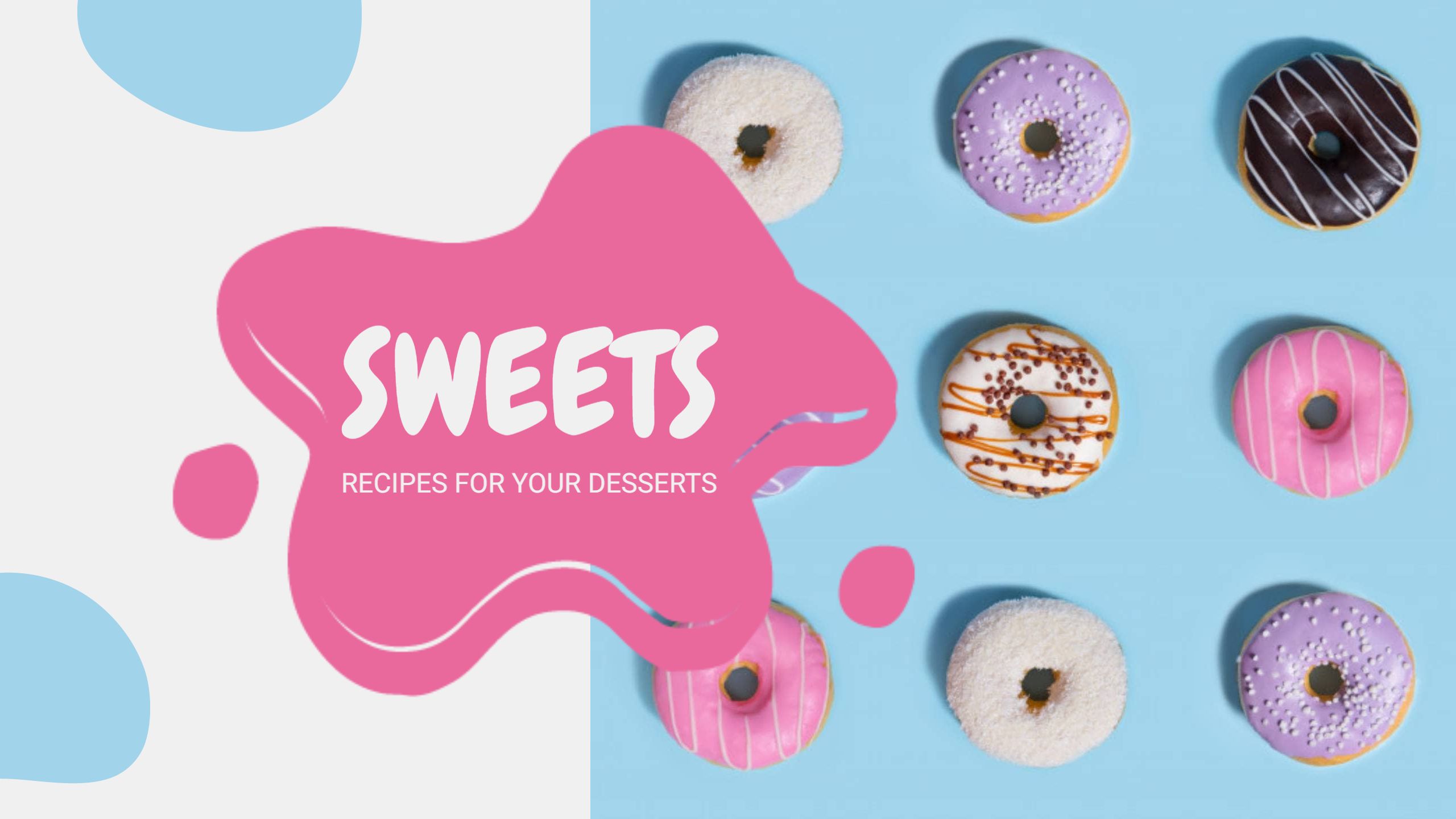 Colorful Donut Display with Sweet Treats for YouTube Banner Template