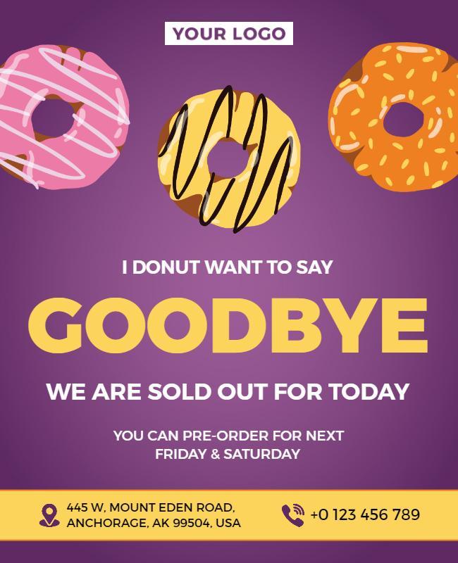 Colorful Donut-Themed Farewell Announcement Poster Template