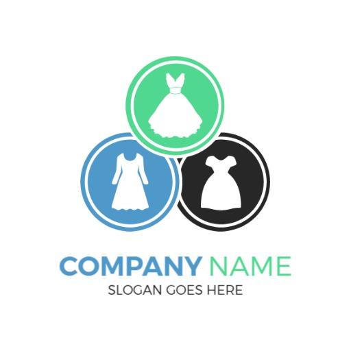 Colorful Dresses and Elegant Styles for Clothing Brand Logo Template