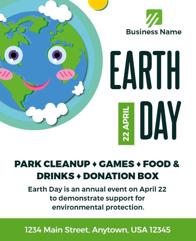 Colorful Earth Day Community Cleanup Event Poster Template