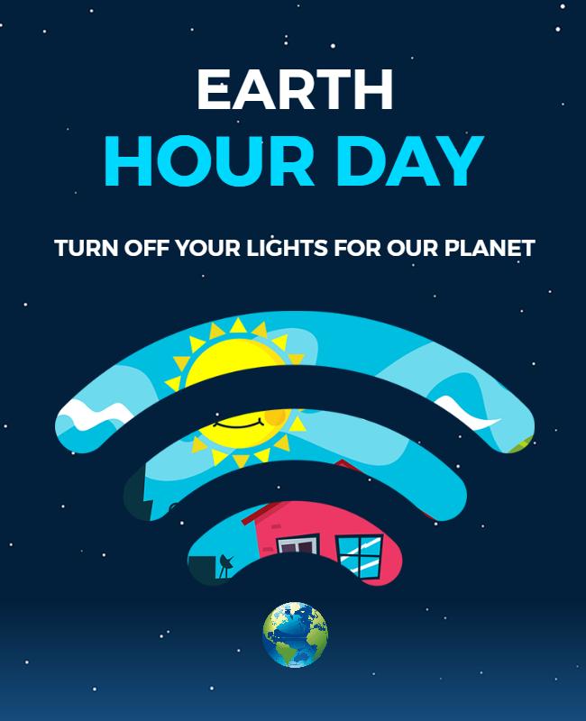 Colorful Earth Hour Day Awareness Poster Template