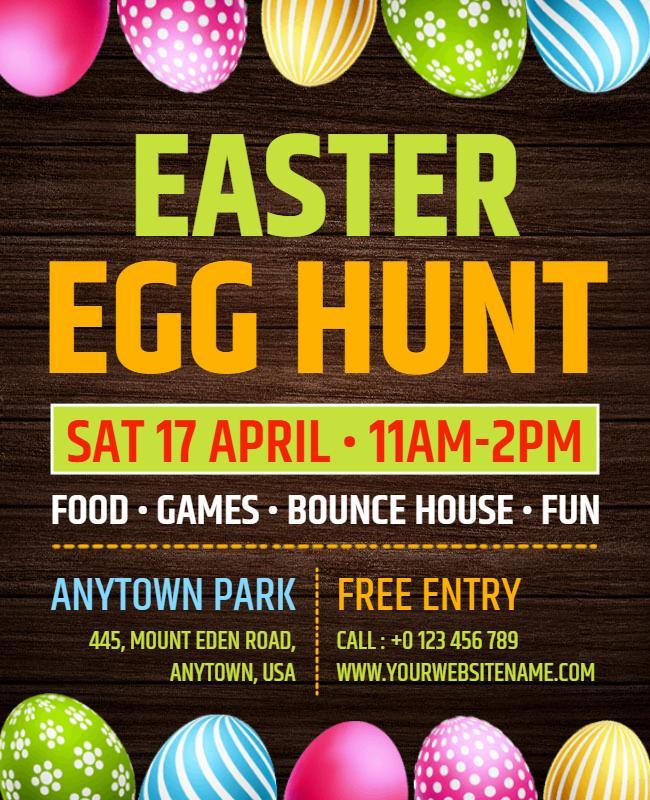 Festive Colorful Easter Egg Hunt Family Fun Flyer Template