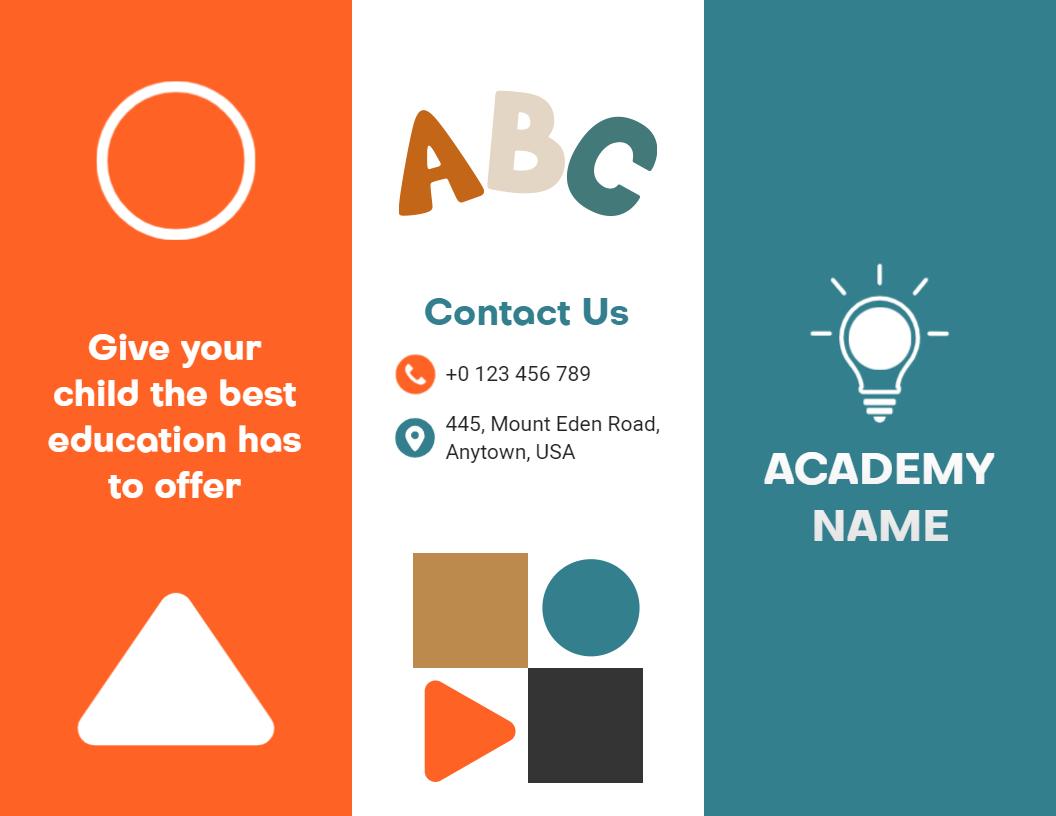 Colorful Education Academy Information Tri Fold Brochure Template