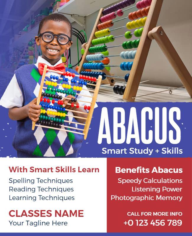 Colorful Educational Abacus Learning Skills Flyer Template