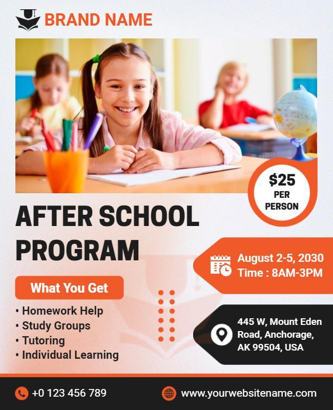 Colorful Educational After School Program Learning Poster Template