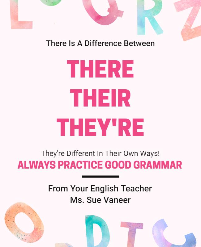 Colorful Educational Grammar Awareness Poster Template