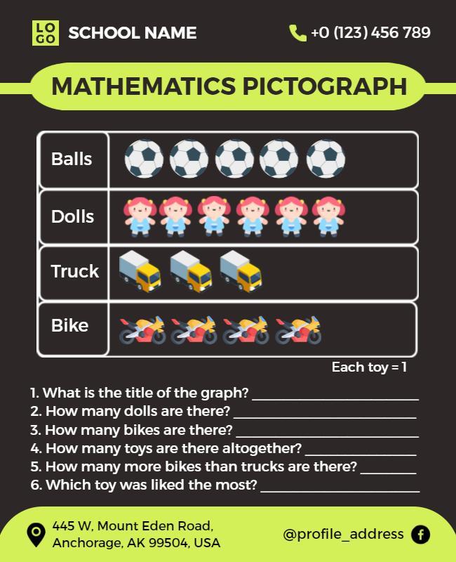 Colorful Educational Mathematics Pictograph Poster Template
