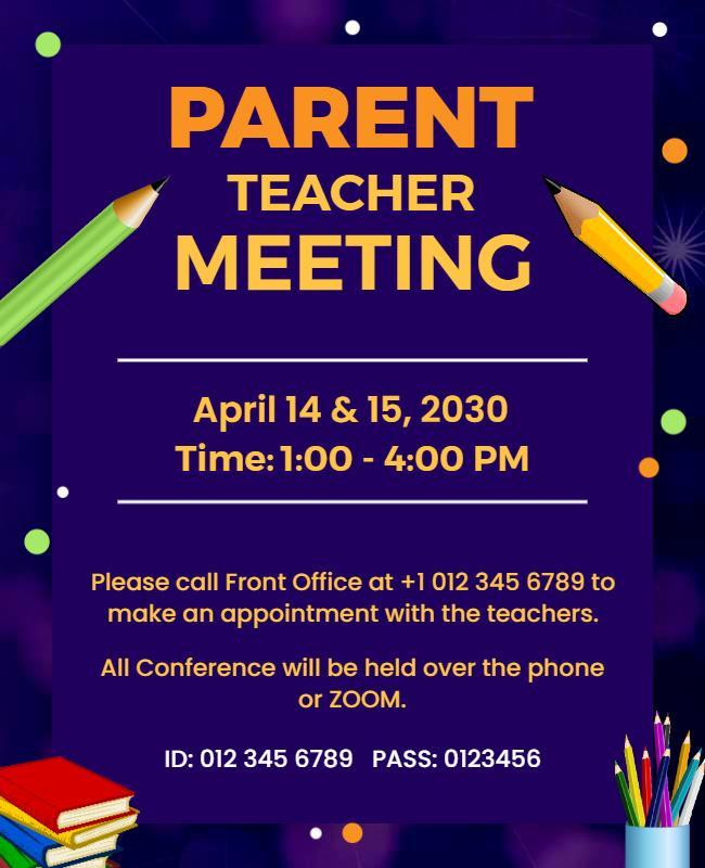 Colorful Educational Parent Teacher Meeting Announcement Poster Template