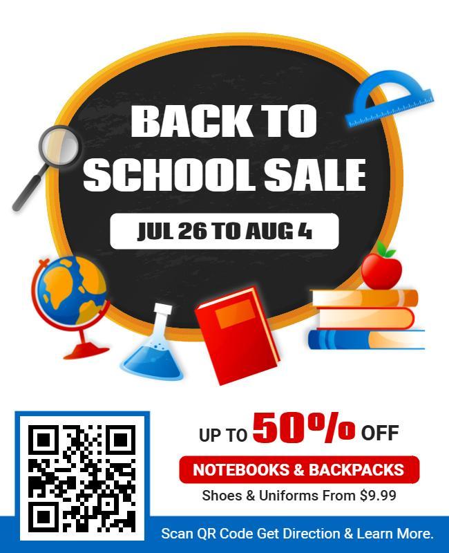 Colorful Educational Supplies Back to School Sale Flyer Template