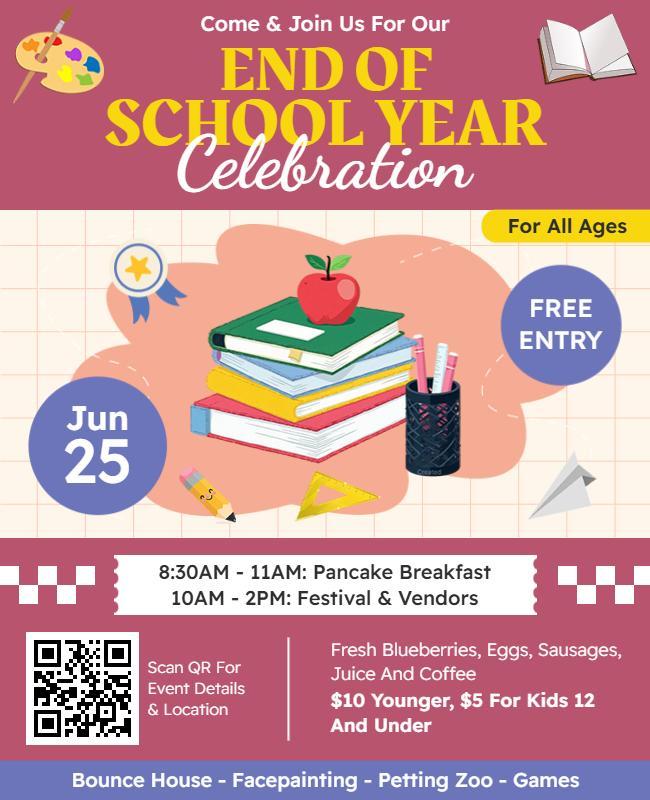 Colorful End of School Year Celebration Flyer Template