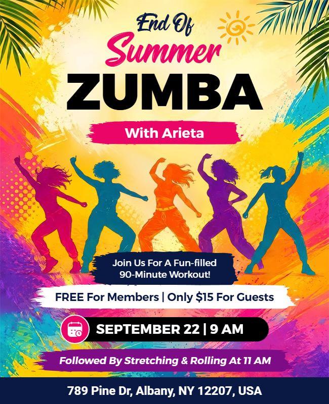 Colorful End of Summer Zumba Exercise Flyer Template