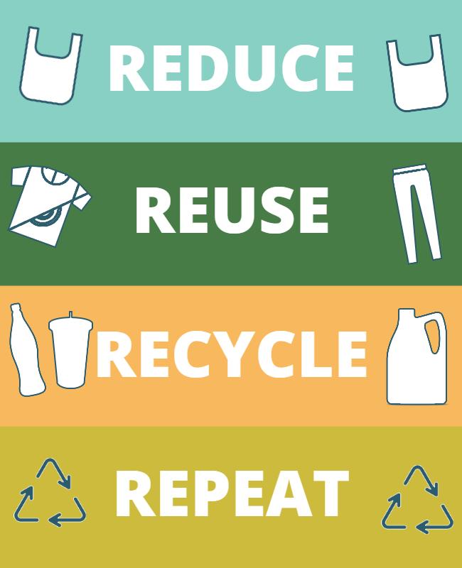 Colorful Environmental Awareness Reduce Reuse Recycle Poster Template