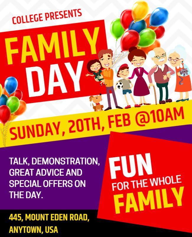 Colorful Family Day Celebration with Fun Activities Poster Template