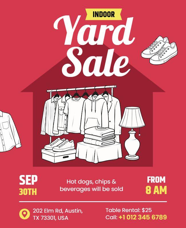 Colorful Family-Friendly Indoor Yard Sale Flyer Template