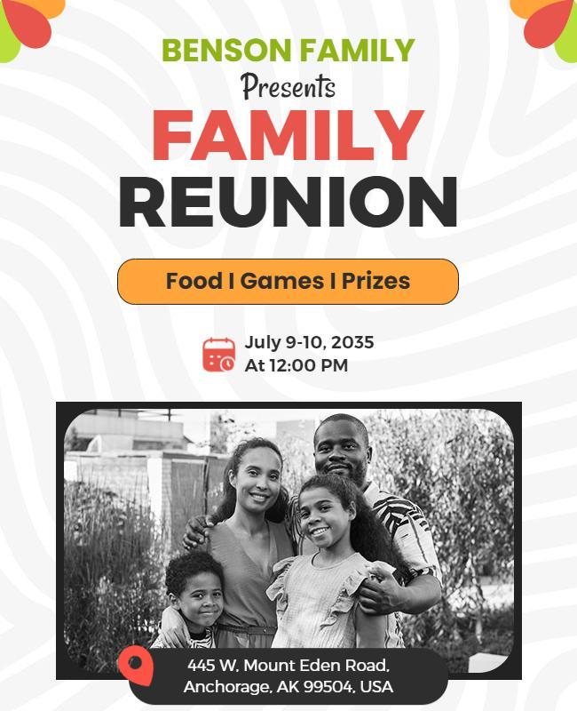 Colorful Family Reunion Outdoor Celebration Poster Template