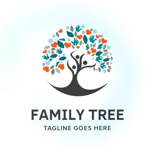 Colorful Family Tree Design Illustrating Family Bonding Logo Template