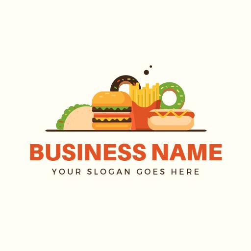 Colorful Fast Food Icons Representing Tasty Food Logo Template