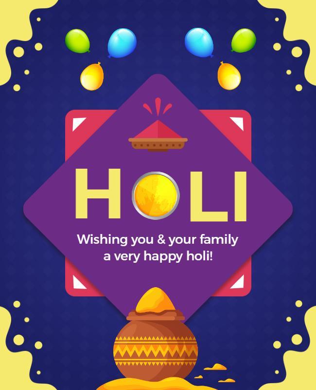 Colorful Festival Celebration Holi Greeting Poster Template