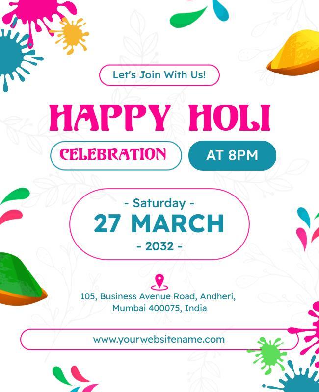 Colorful Festive Celebration for Happy Holi Poster Template