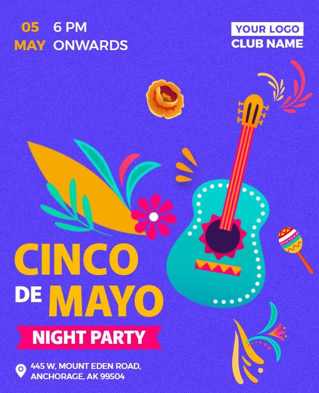 Colorful Festive Cinco de Mayo Night Party Poster Template