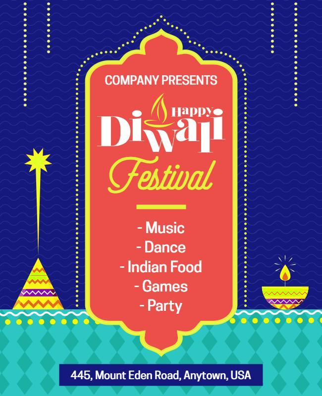 Colorful Festive Diwali Celebration Party Poster Template