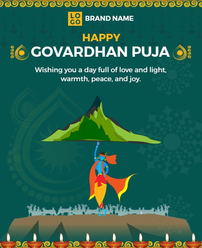 Colorful Festive Govardhan Puja Celebration Poster Template