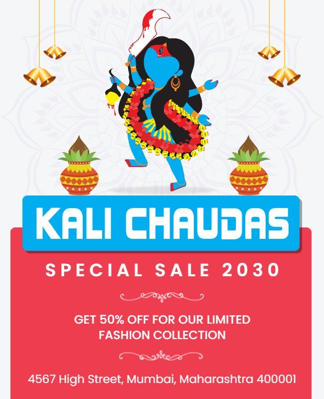 Colorful Festive Kali Chaudas Fashion Sale Poster Template