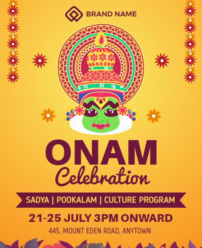 Colorful Festive Onam Celebration Cultural Program Poster Template