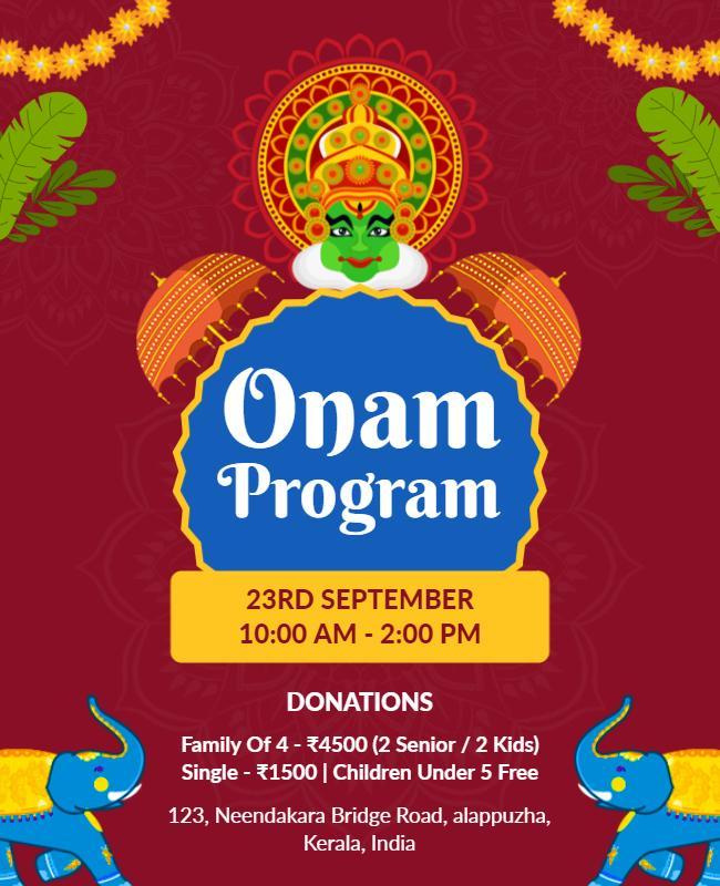 Colorful Festive Onam Celebration Program Poster Template