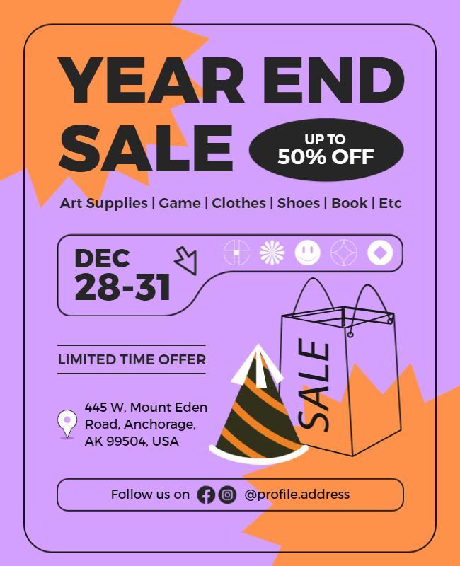 Colorful Festive Year End Sale Discount Poster Template
