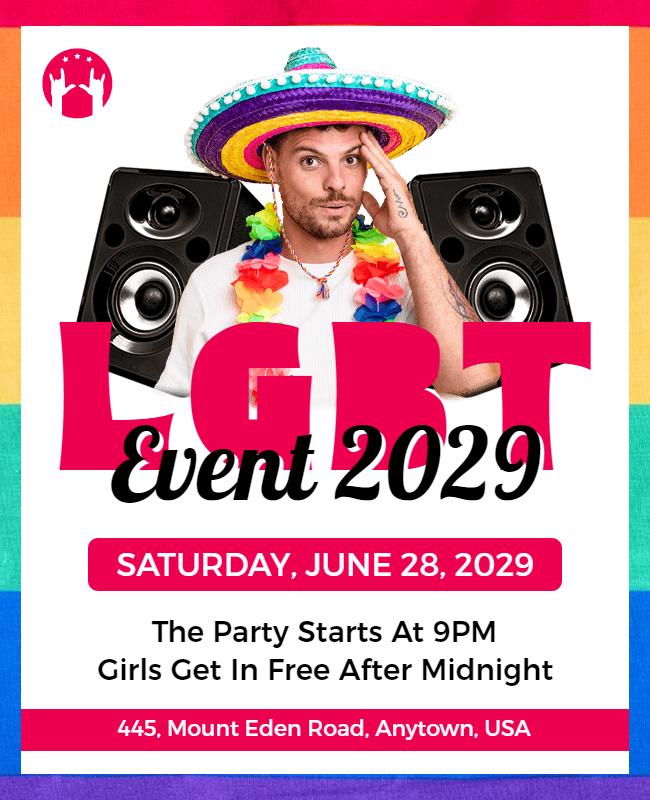 Colorful Fiesta LGBT Party Celebration Poster Template