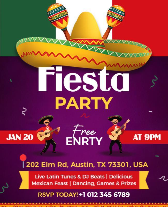 Colorful Fiesta Party with Musical Celebration Poster Template