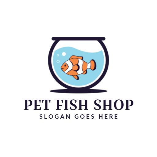 Colorful Fish in the Bowl for a Pet Fish Shop Logo Template