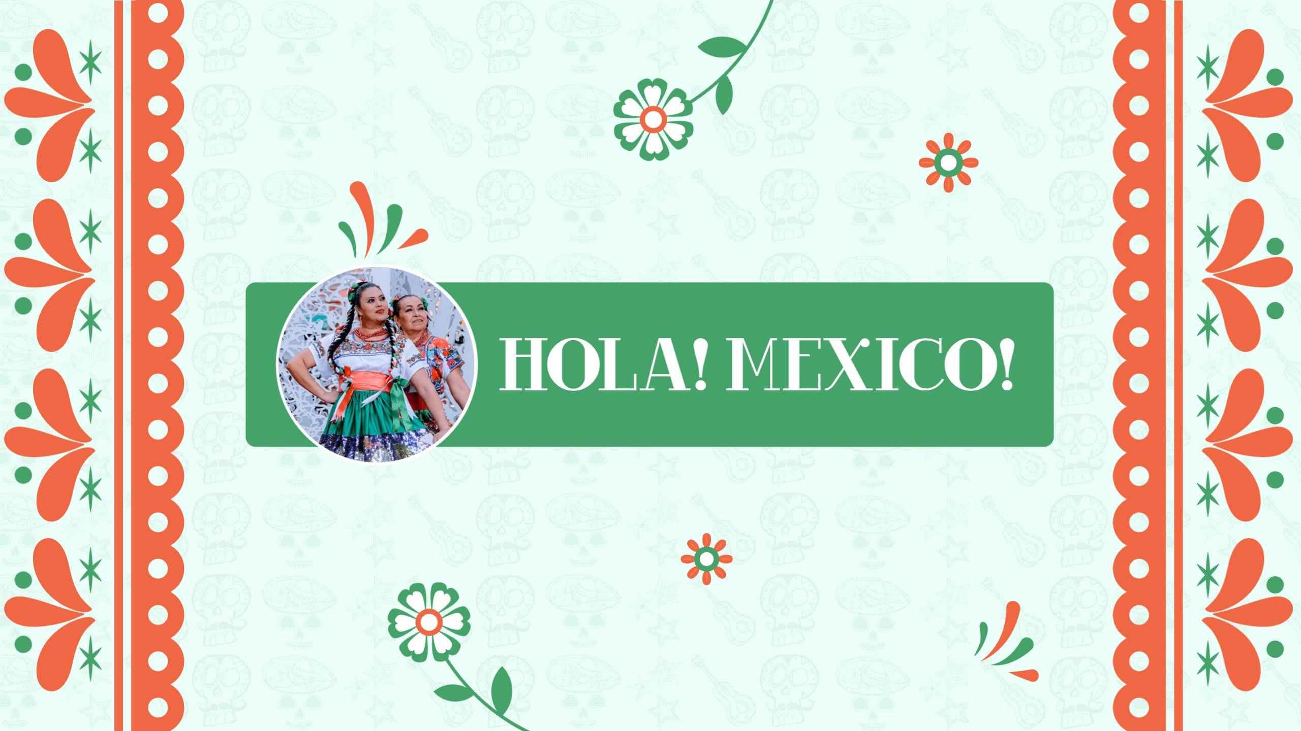 Colorful Floral Design Celebrating Mexican Culture YouTube Banner Template