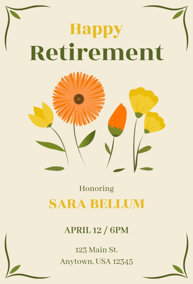 Colorful Floral Happy Retirement Party Invitation Template