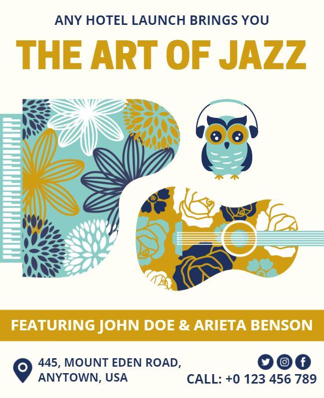 Colorful Floral Jazz Music Event Announcement Poster Template