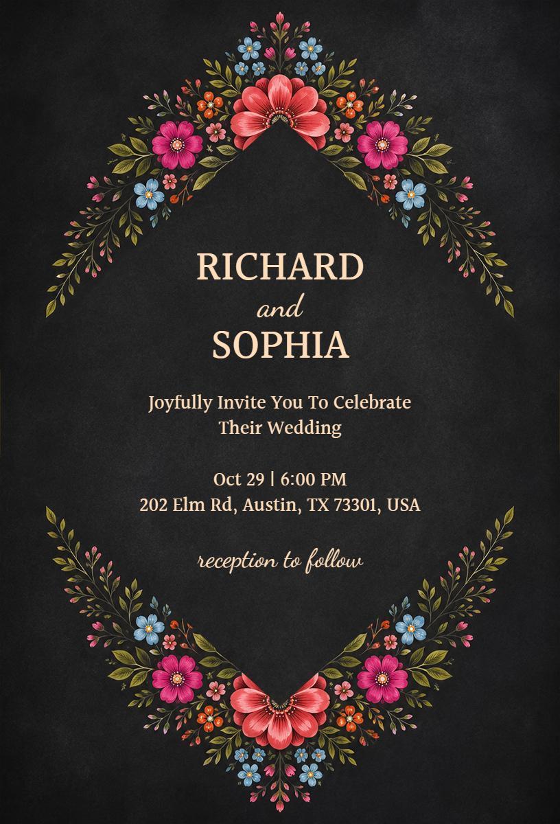 Colorful Floral Mexican Wedding Celebration Invitation Template