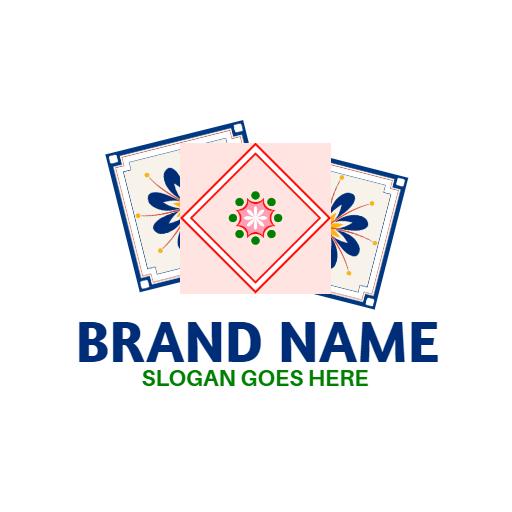 Colorful Floral Motif Design Representing Decorative Tiles Logo Template