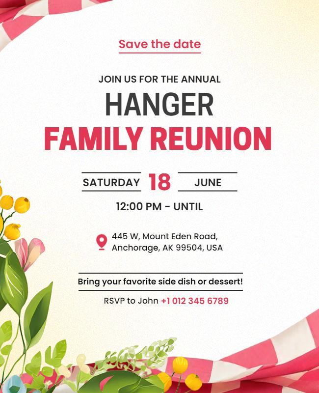 Colorful Floral Theme for Family Reunion Invitation Poster Template