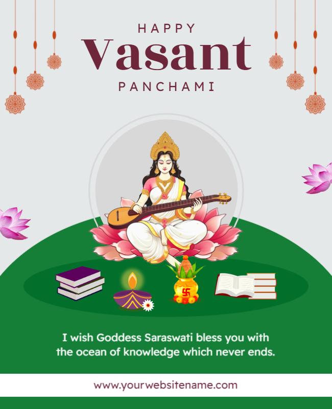 Colorful Floral Vasant Panchami Celebration Poster Template