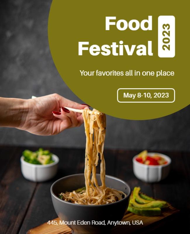Colorful Food Festival Celebration with Noodles Poster Template