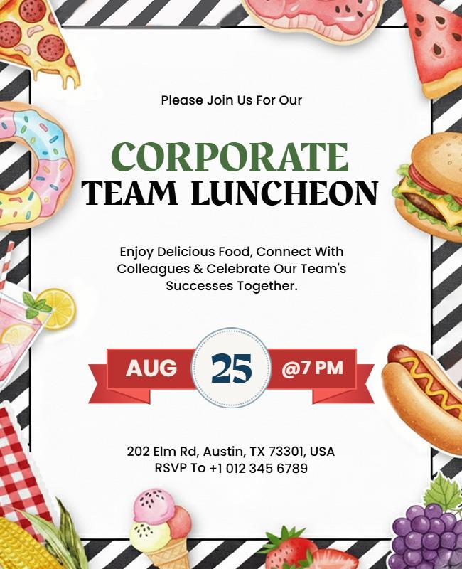 Colorful Food-Themed Corporate Team Luncheon Flyer Template