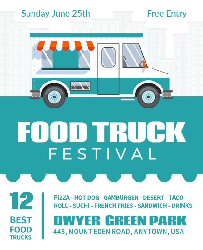 Colorful Food Truck Festival in Urban Park Poster Template