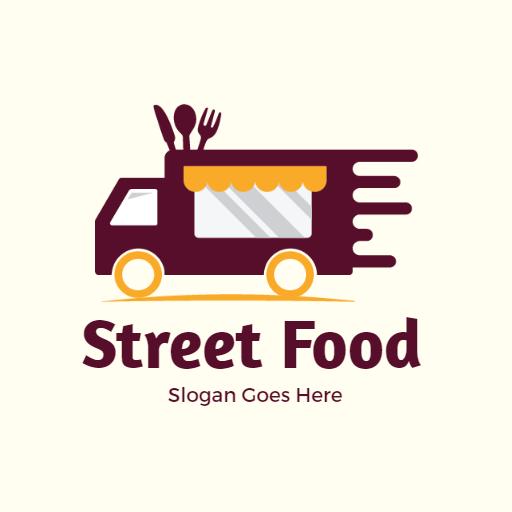 Colorful Food Truck Represents Vibrant Street Food Experience Logo Template