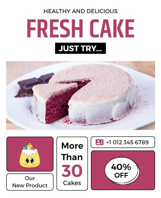 Colorful Fresh Cake Promotion with Discount Offer Poster Template